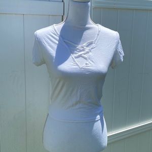 NWT White Fitted Short Sleeve